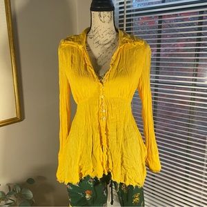 Canary Yellow Urban Outfitters Beach Blouse Open Back